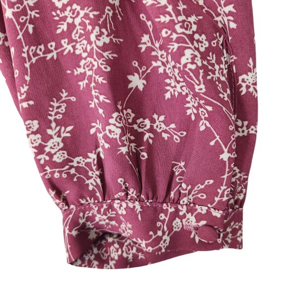 Fun2Fun Women's Rose Colored Floral Long Sleeve Blouse M - Picture 6 of 8